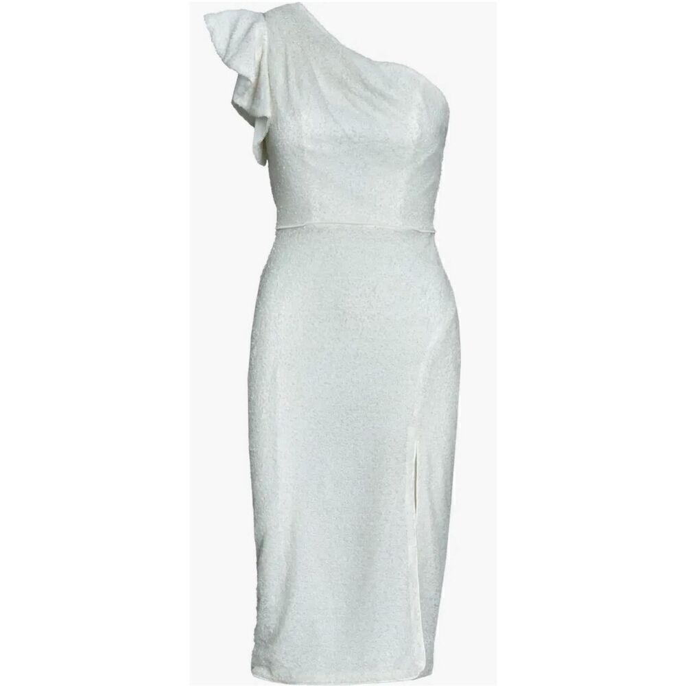 Ieena for Mac Duggal Sequin One-Shoulder Sheath Cocktail Dress NWT Size 8